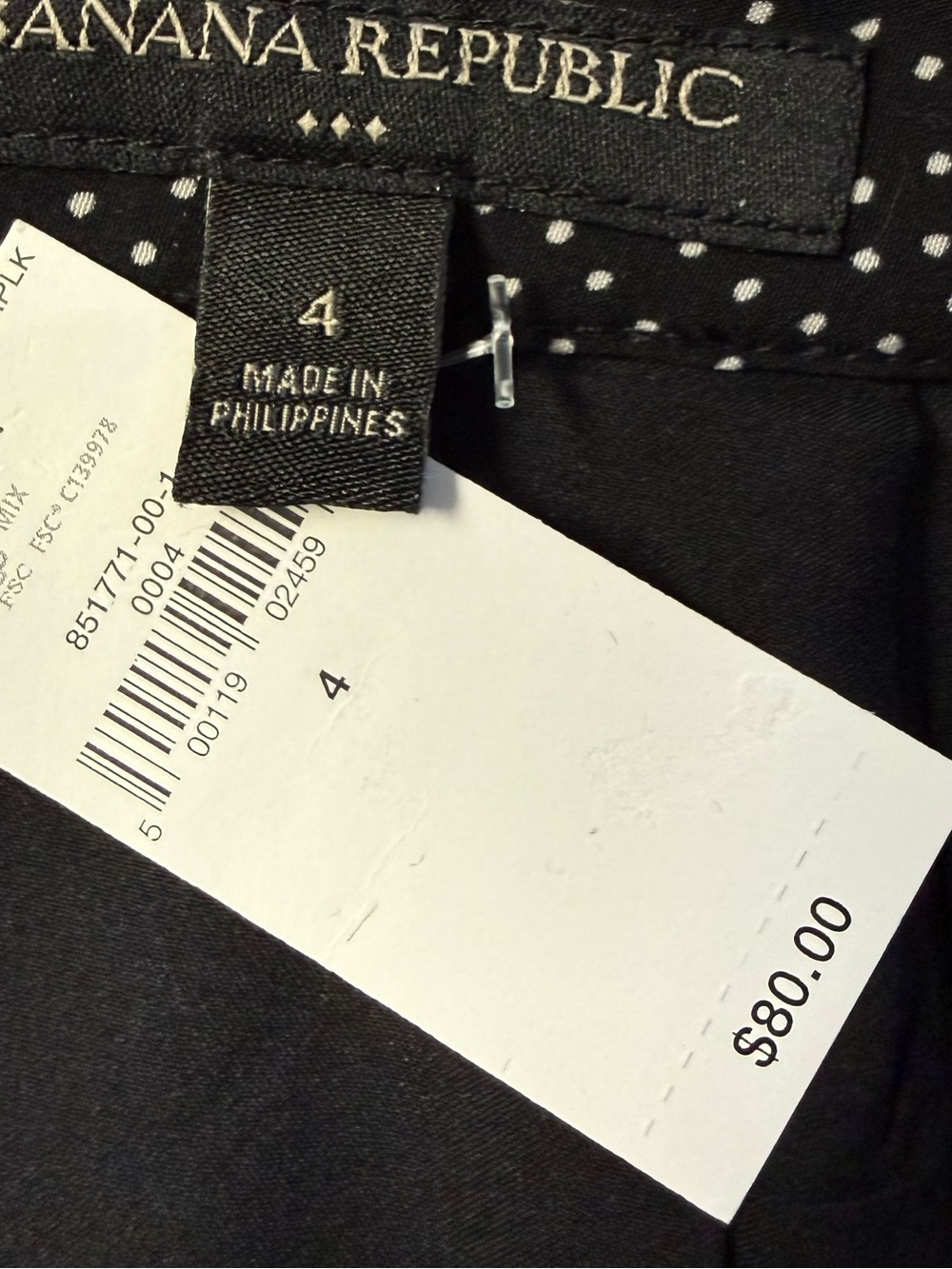 BANANA REPUBLIC Black and White Polka Dot Midi Skirt NWT - Picture 7 of 7